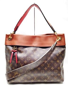 Louis Vuitton Monogram Canvas Hobo Bag Leather Trim Shoulder Crossbody